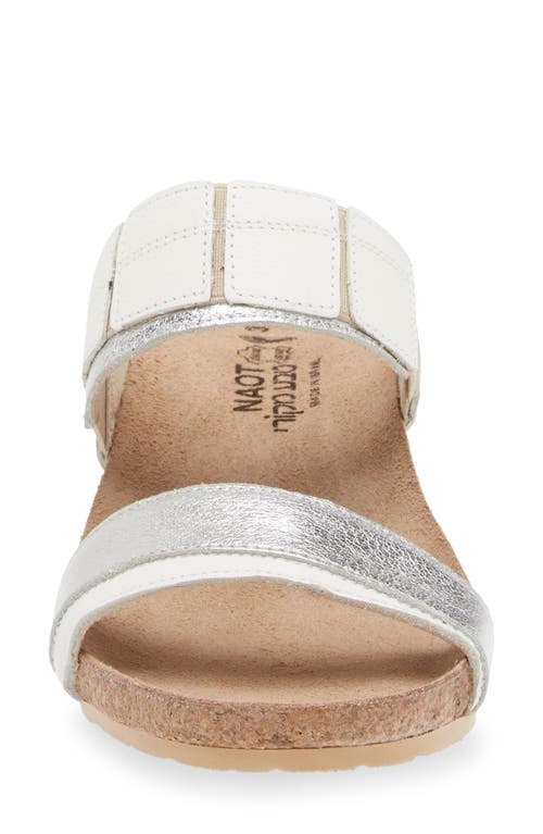 Naot Royalty Slide Sandal In Soft White/soft Silver