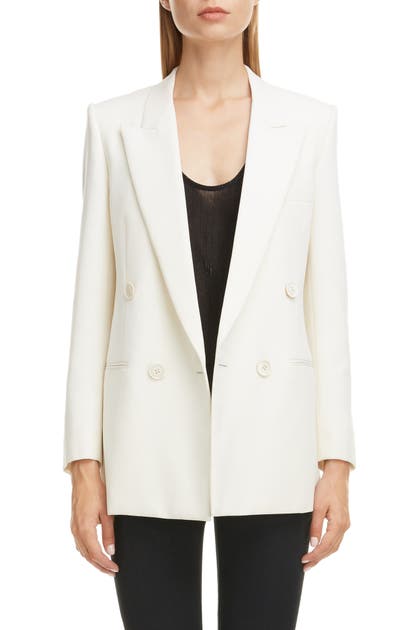 SAINT LAURENT DOUBLE BREASTED TWILL JACKET,605373Y690U