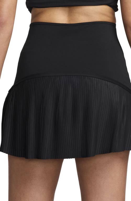 Shop Nike Dri-fit Pleated Miniskirt In Black/black/white