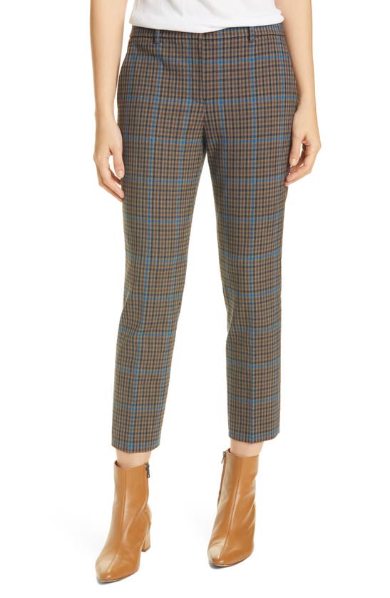 Theory Treeca Plaid Wool-blend Pants In Khaki Multi | ModeSens