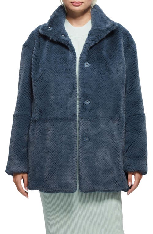 GUESS Michelina High Pile Fleece Coat in Nordic Sea Multi