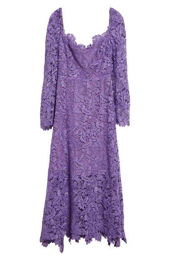 Shop Oscar De La Renta Long Sleeve Guipure Lace Midi Dress In Iris