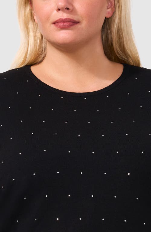 Shop Halogenr Halogen(r) Embellished Short Sleeve Sweater In Rich Black