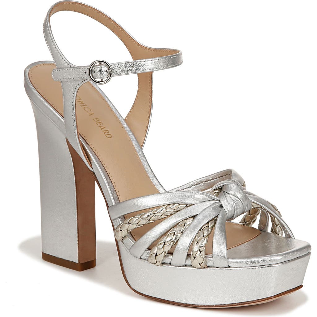 Shop Veronica Beard Flavia Ankle Strap Platform Sandal In Silver/platinum