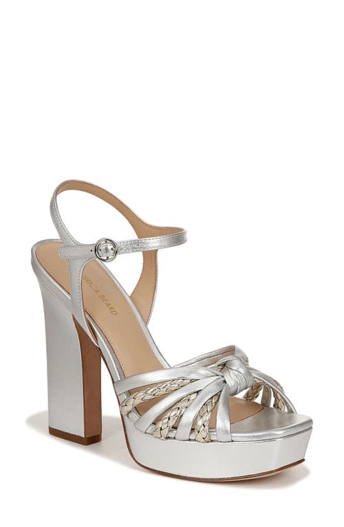 Shop Veronica Beard Flavia Ankle Strap Platform Sandal In Silver/platinum