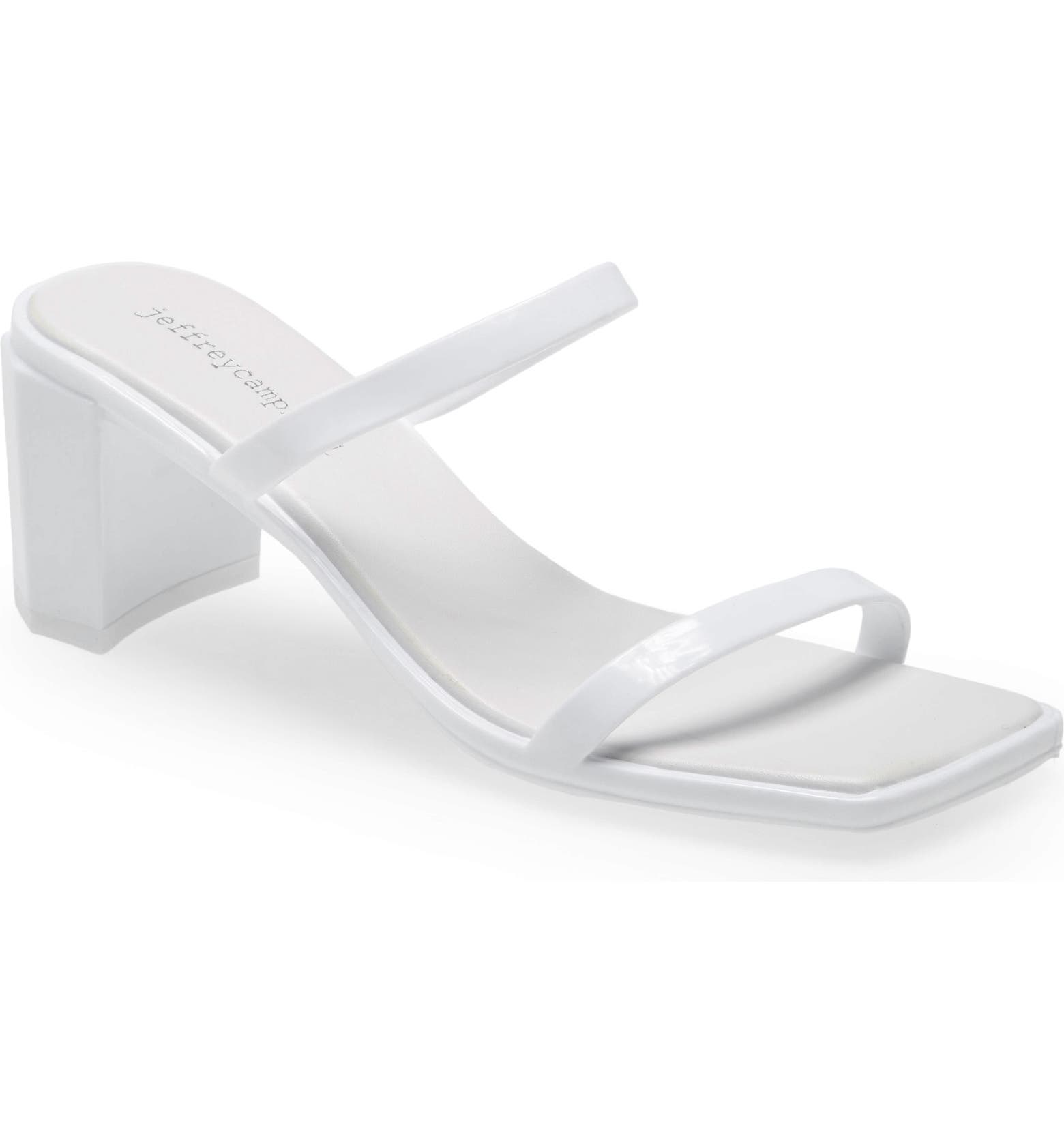 White slide sandal with heel