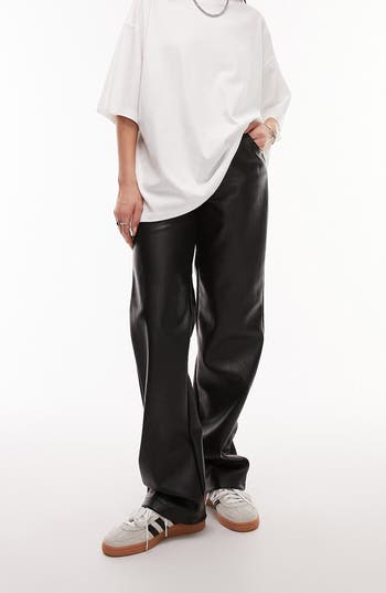 TOPSHOP TOPSHOP FAUX LEATHER STRAIGHT LEG PANTS