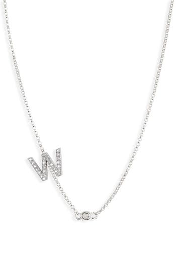 Meshmerise Bezel Diamond Initial Chain Necklace In White-w