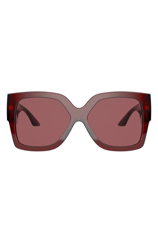Versace 59mm Rectangular Sunglasses In Transparent Red/ Dark Violet