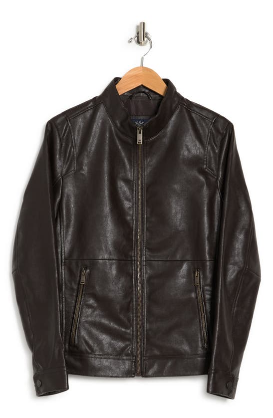 Dockers Faux Leather Racer Jacket In Dark Brown ModeSens