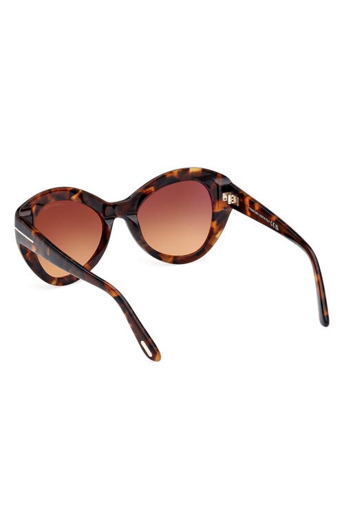 Tom Ford Guinivere 52mm Round Sunglasses In Dark Havana/gradient Brown