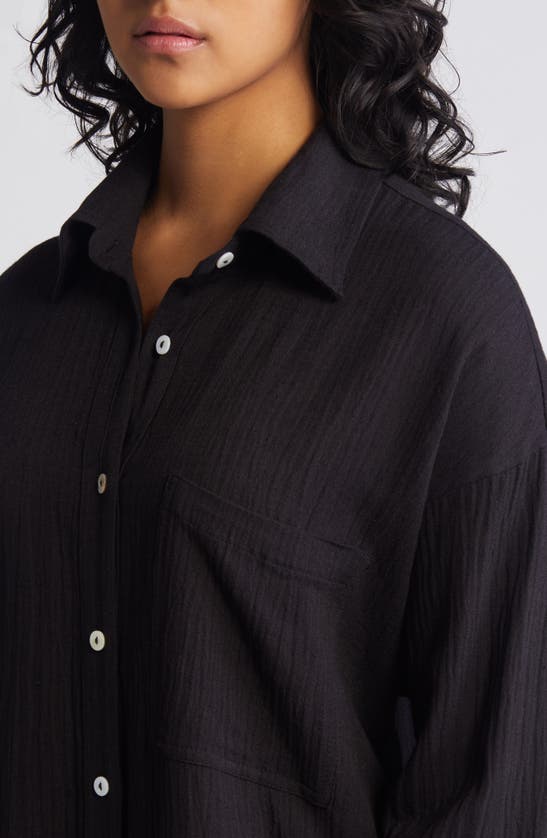 Shop Rip Curl Premium Linen Button-up Blouse In Black