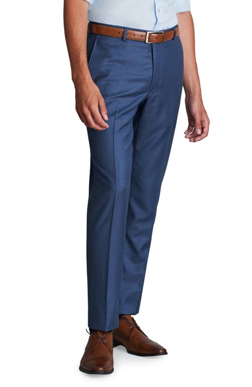 Men's Flat Front Wool Pants in Blue