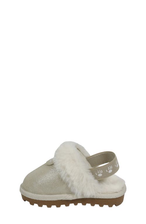 Bearpaw Girl's Faux Fur Trim Flats In Champagne Glitter