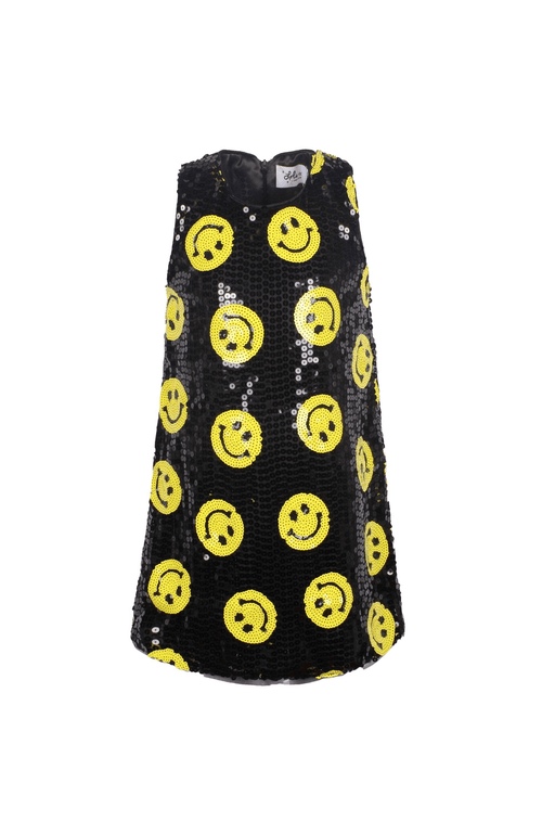 Lola + The Boys Babies'  Don't Worry Be Happy Sequin Dress In Black