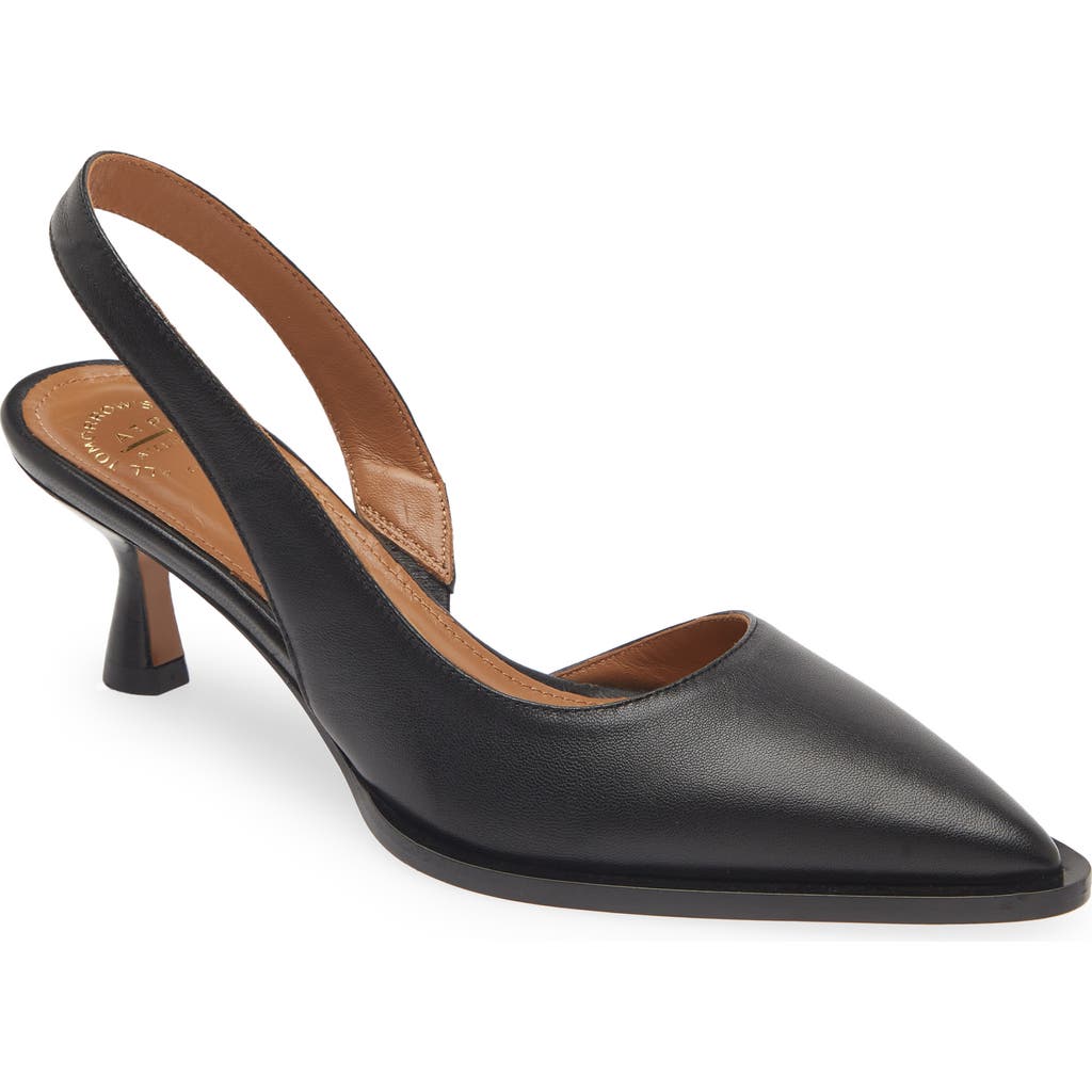 Atp Atelier Desana Slingback Pointed Toe Half D'orsay Pump In Black