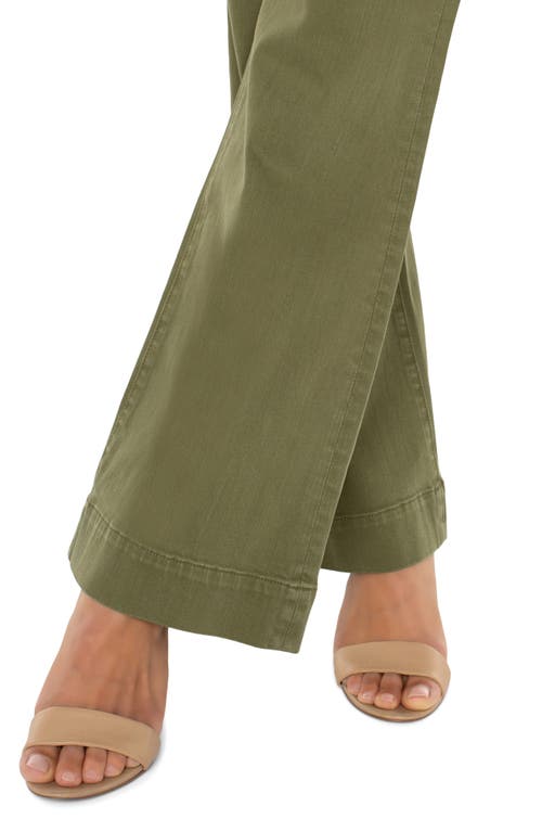 Shop Liverpool Hannah Flare Jeans In Spanish Olive