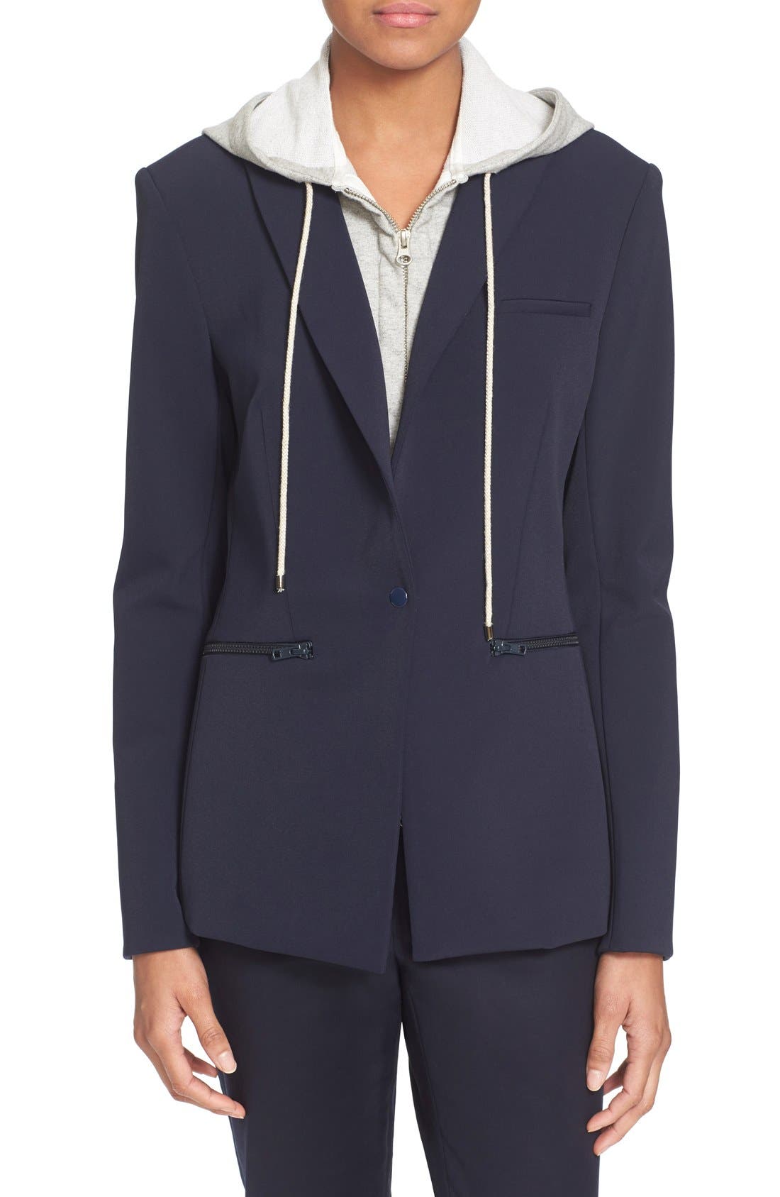 Veronica Beard Scuba Jacket with Removable Hooded Dickey Nordstrom