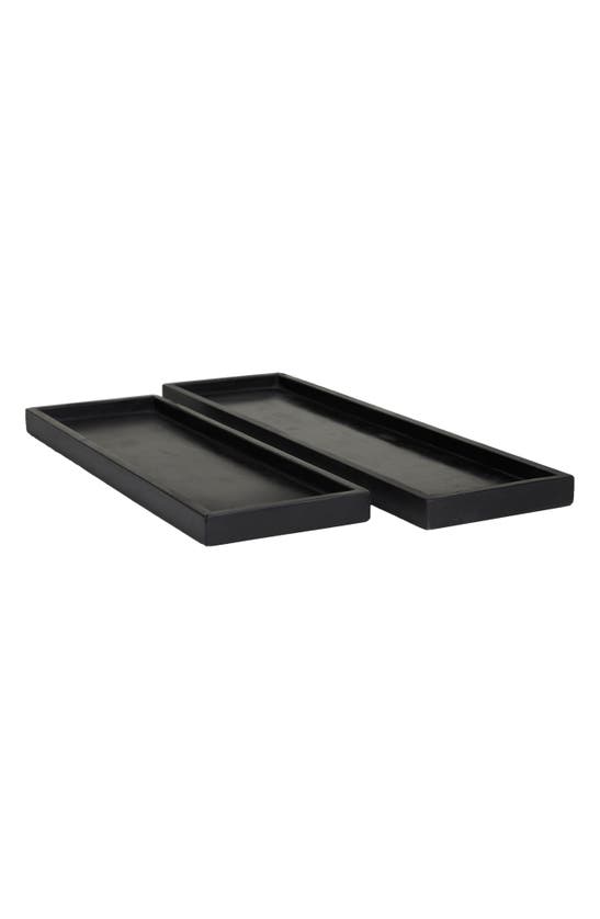 Vivian Lune Home Set Of 2 Marble Trays In Black