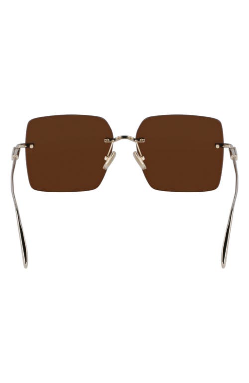 Ferragamo Prisma 60mm Rectangular Sunglasses In Gold/ Brown