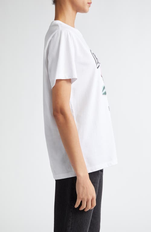 Shop Ganni Rose Cotton Graphic T-shirt In Bright White