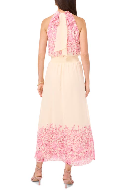 Vince Camuto Women's Floral-print Halter-neck Maxi Dress In Cream Multi