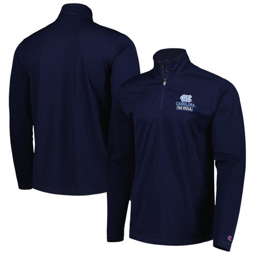 Men's Champion Navy North Carolina Tar Heels Textured Quarter-Zip Jacket