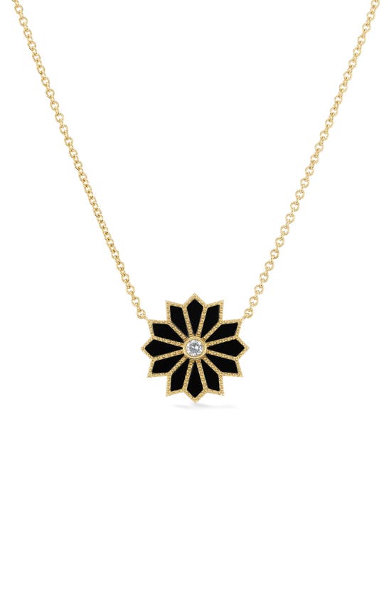 Shop Orly Marcel Mini Sacred Flower Pendant Necklace In Black