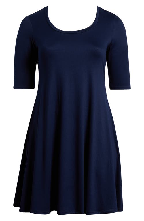 24seven Comfort Apparel Scoop Neck Jersey Dress In Navy