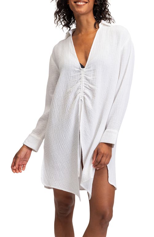 Roxy Summer Limonade Cinch Front Cover-Up Tunic Bright White at Nordstrom,