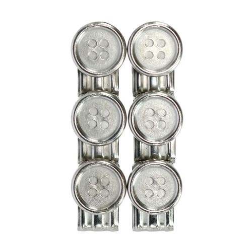 Trafalgar 6-piece No-sew Suspenders Buttons In Brushed Silver