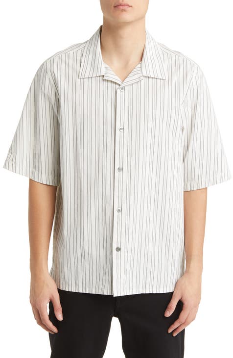 Ole Stripe Short Sleeve Stretch Cotton Button-Up Shirt