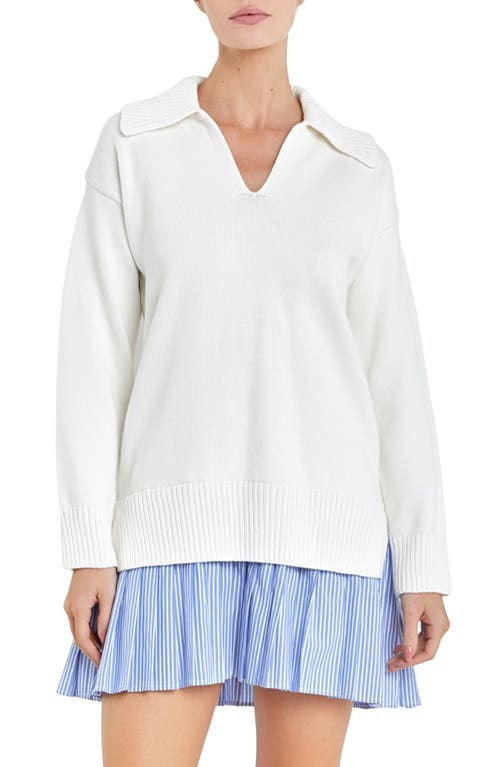 ENGLISH FACTORY ENGLISH FACTORY MIXED MEDIA LONG SLEEVE MINIDRESS 