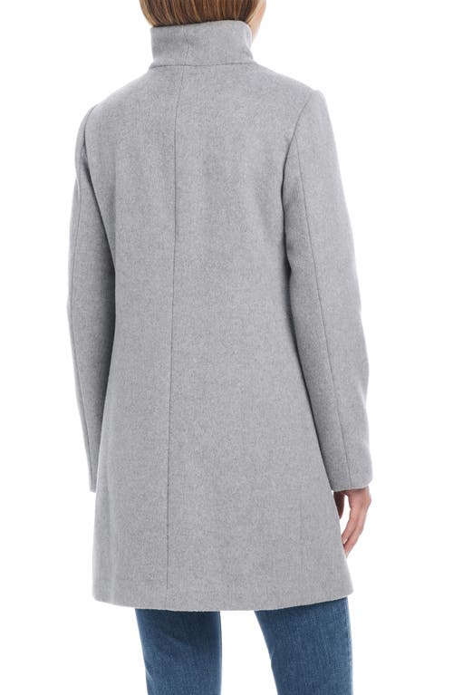 Kate Spade New York High Neck Wool Blend Coat In Heather Grey