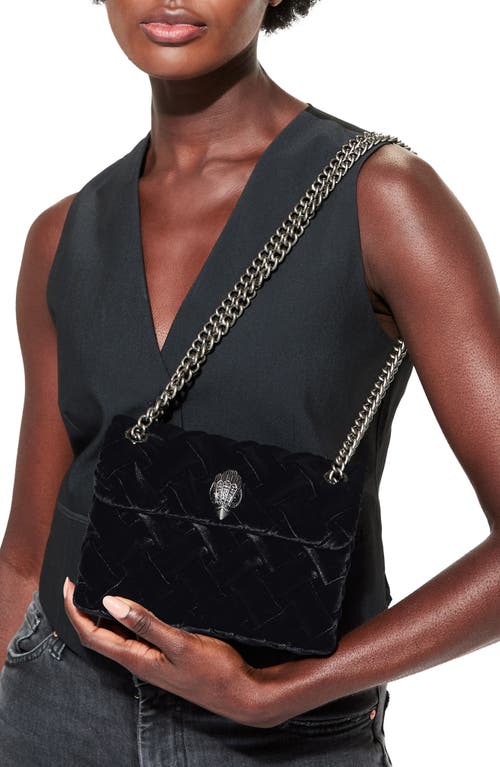 Shop Kurt Geiger London Mini Kensington Velvet Shoulder Bag In Black