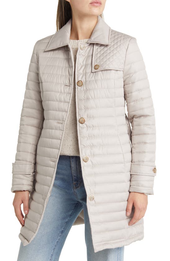 Via Spiga Water Resistant Quilted Trench Coat In Oyster