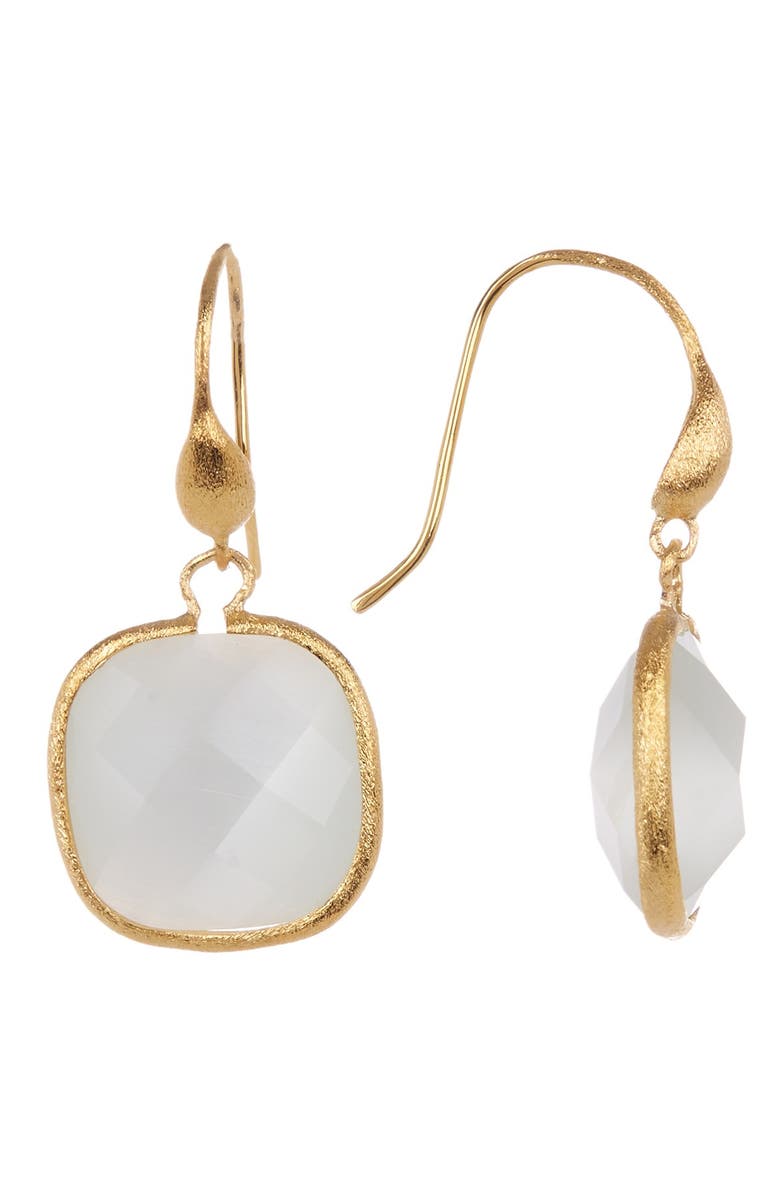 RIVKA FRIEDMAN 18K Gold Clad White Cat's Eye Crystal Dangle Earrings, Main, color, 18K GOLD CLAD