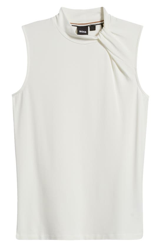 Shop Hugo Boss Boss Emise Mock Neck Sleeveless Top In Soft Cream