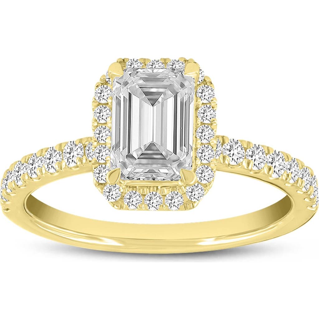 Luvmyjewelry Arpine 14k Yellow Gold Emerald Cut Lab Grown Diamond Halo Engagement Ring In 14k Yellow Gold