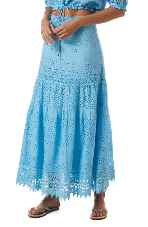 Alessia Eyelet Cover-Up Maxi Skirt in Cornflower