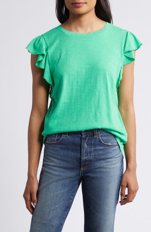 caslon(r) Flutter Sleeve Slub Top at Nordstrom,