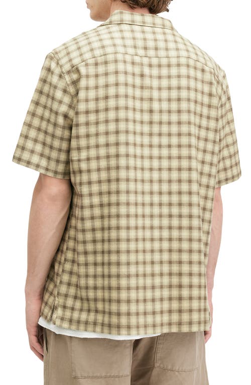Allsaints Zeke Plaid Cotton Button-up Shirt In Light Khaki
