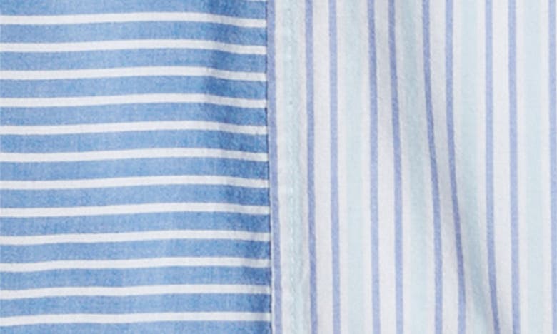 Shop Brooks Brothers Regular Fit Stripe Patchwork Cotton Madras Button-down Shirt In Blue Stripes