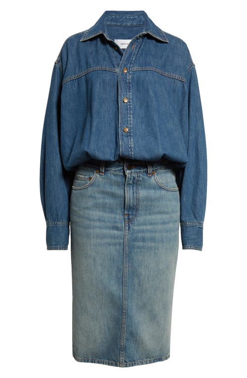 Shop Haikure Joelle Long Sleeve Denim Shirtdress In Blue Tencel