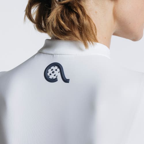 Avi Pickleball Volley Zip Long Sleeve In White Lotus