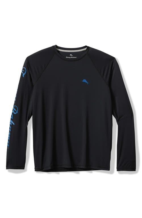 Tommy Bahama Chill Time Surf Islandzone® Long Sleeve Rashguard In Jet Black
