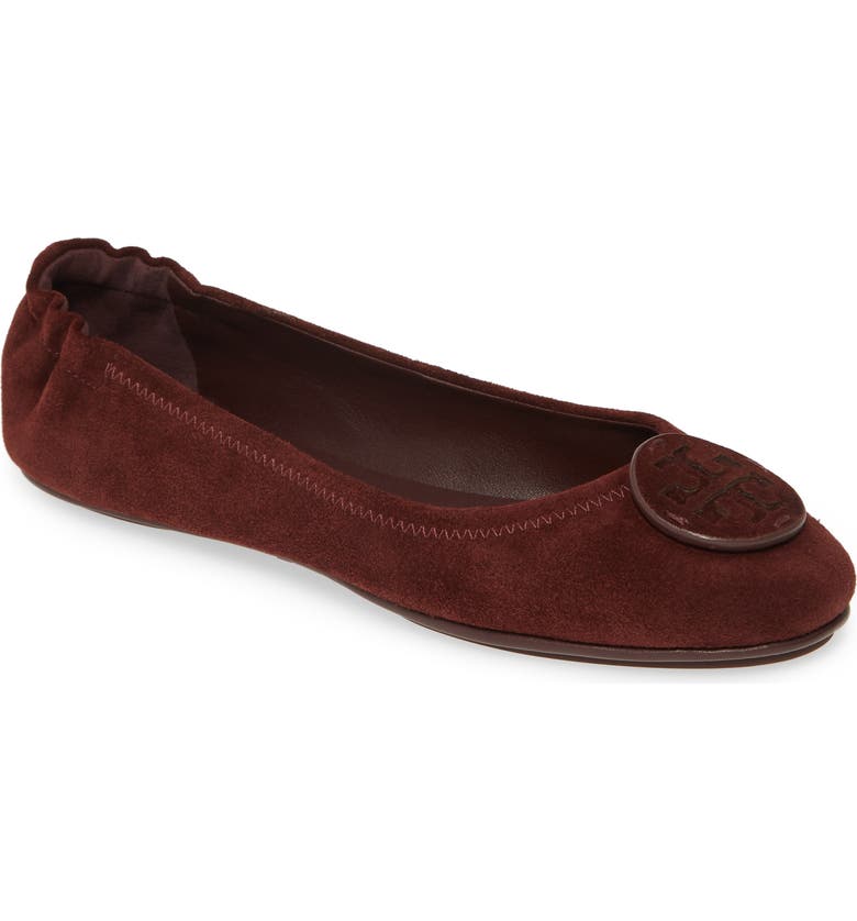 TORY BURCH 'Minnie' Ballet Flat, Main, color, BLACK CHERRY