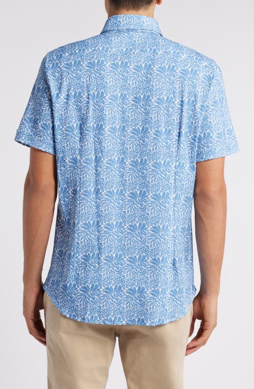 EMANUEL BERG EMANUEL BERG 4FLEX MODERN FIT LEAF PRINT SHORT SLEEVE KNIT BUTTON-UP SHIRT 