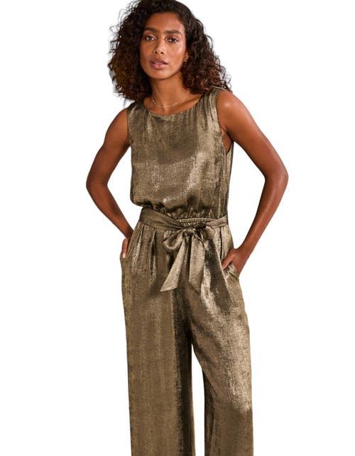 Shop Fatface Gisele Metallic Jumpsuit In Antique Gold