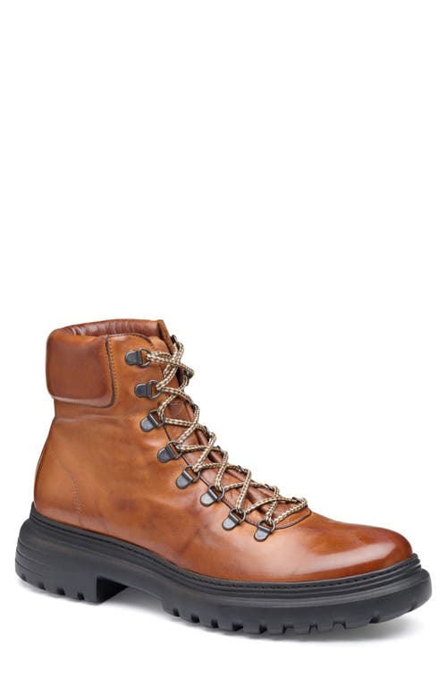 Everson Alpine Water Resistant Lace-Up Boot in Tan Italian Calfskin